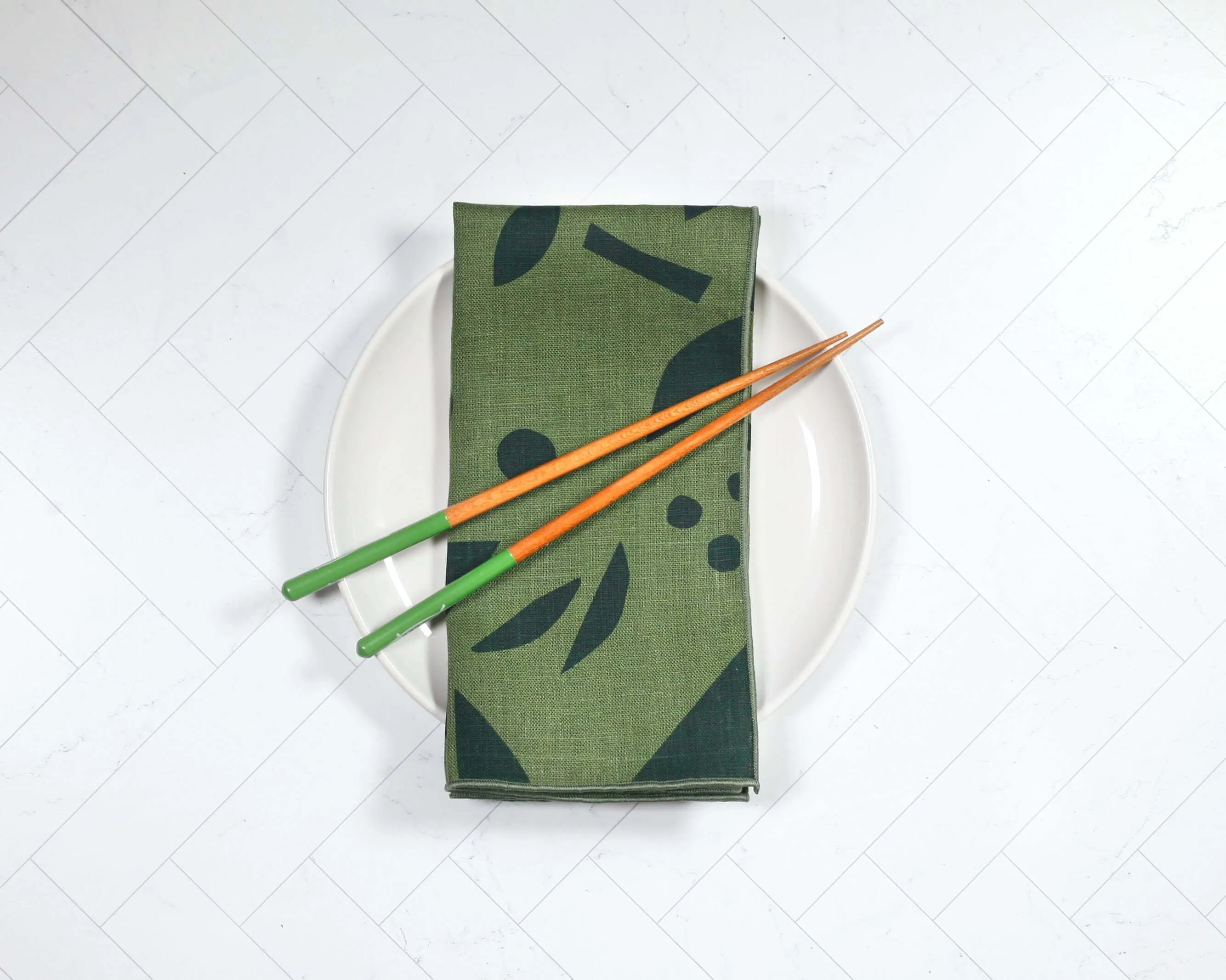 100% Linen Handmade 'Decon Floral' Dinner Napkins, Set of 2 by Willow Ship