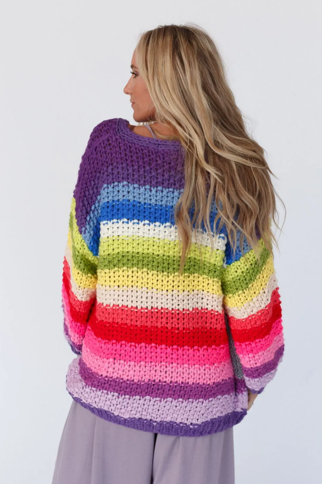 Wrapped up in Color Knit Cardigan - Purple Multi