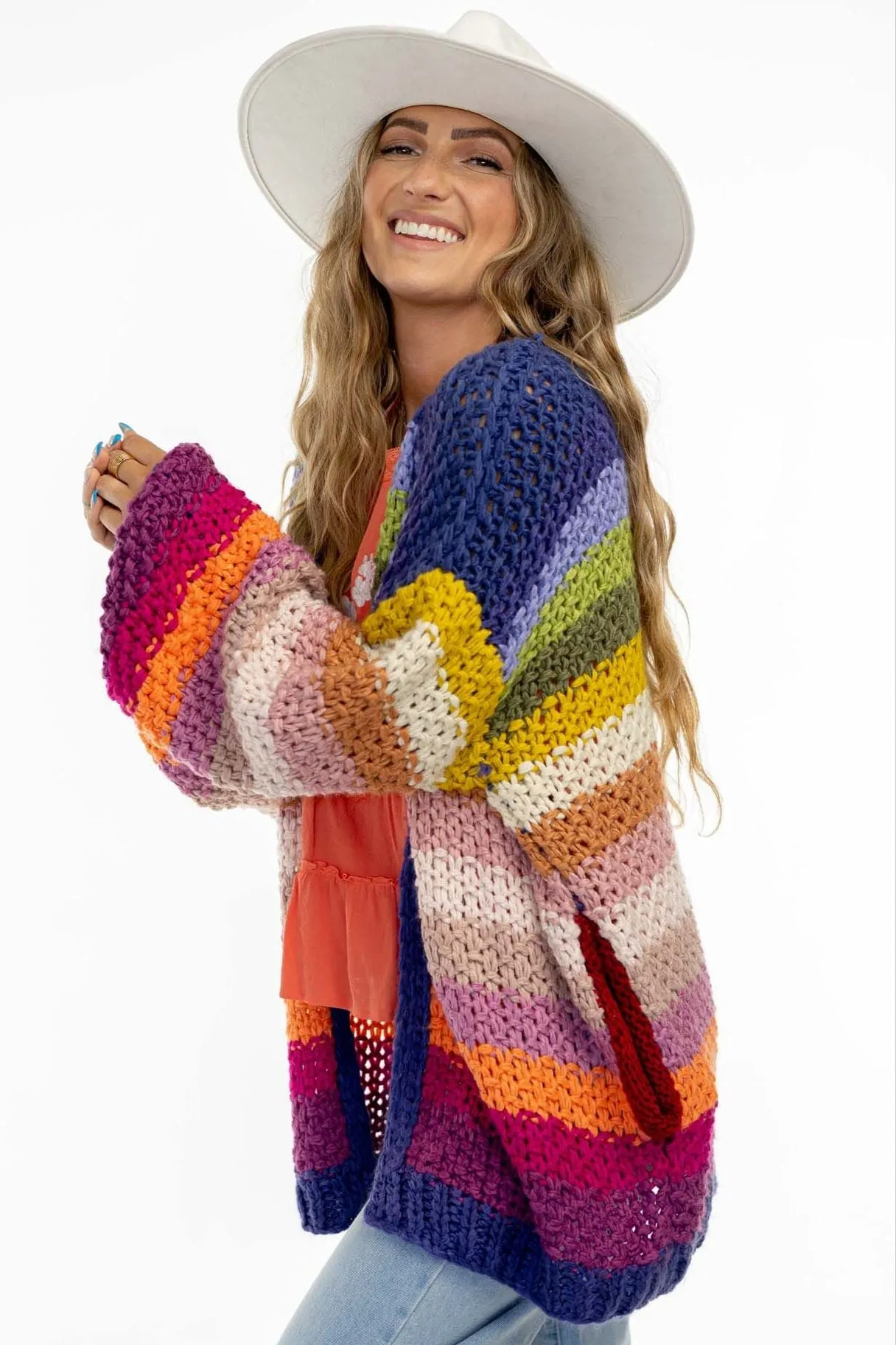 Wrapped up in Color Knit Cardigan - Rainbow