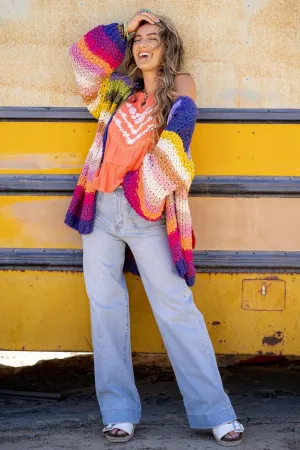 Wrapped up in Color Knit Cardigan - Rainbow