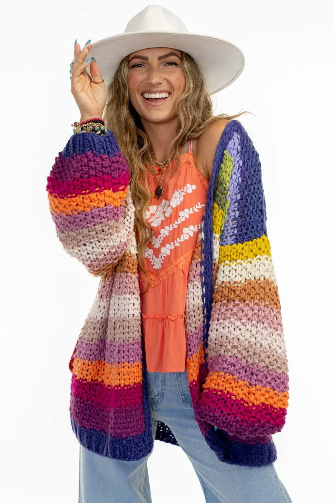 Wrapped up in Color Knit Cardigan - Rainbow