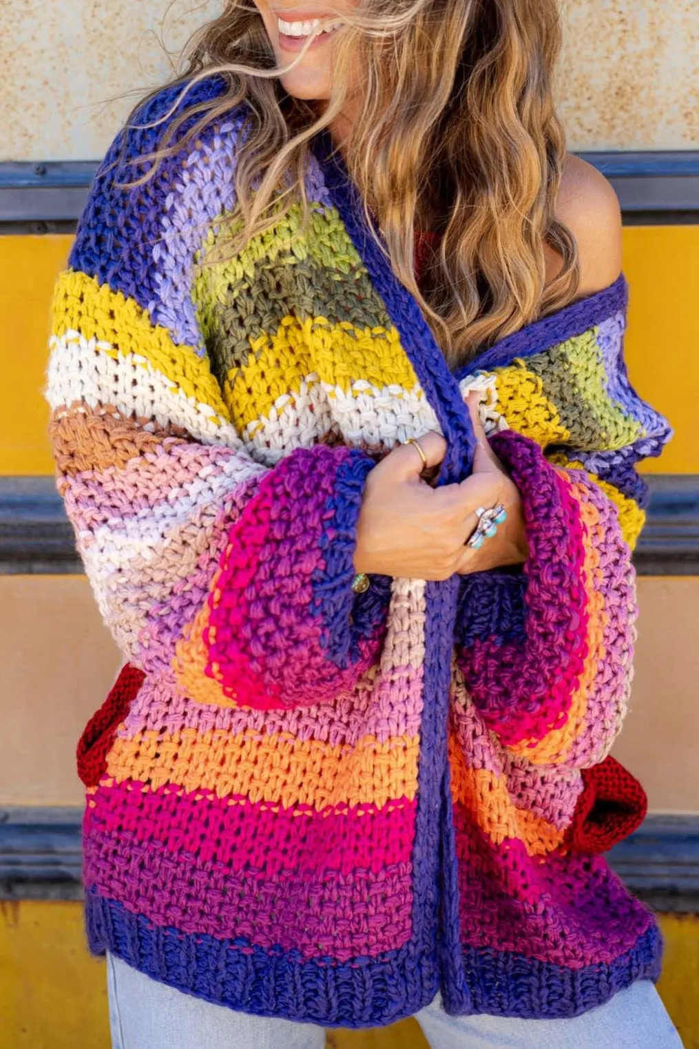Wrapped up in Color Knit Cardigan - Rainbow